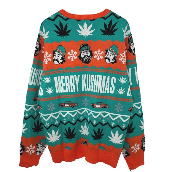 NWOT Ugly Christmas Sweater Merry Kushmas Cheech and Chong Men's XL - Picture 2 of 9